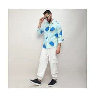 Men's Light Blue Hydrangea Foliage Shirt