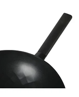 Kenmore Eugene 13 Inch Cast Aluminum Wok W/ Lid - Matte Black