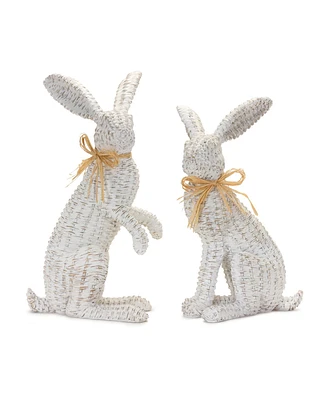 Slickblue Wicker Rabbit Statue (Set of 2)