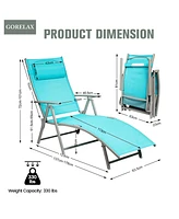Inolait Adjustable Outdoor Lightweight Folding Chaise Lounge Chair with Pillow