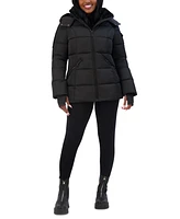 Steve Madden Juniors' Faux-Fur-Lined Hooded Puffer Coat