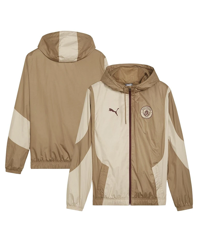 Puma Men's Tan Manchester City 2023/24 Pre-Match Full-Zip Hoodie Jacket