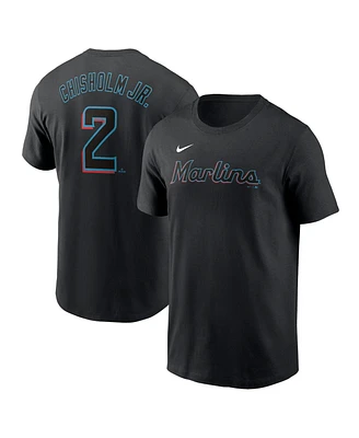 Nike Men's Jazz Chisholm Jr. Black Miami Marlins Fuse Name Number T-Shirt