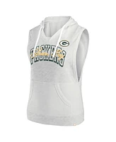 Fanatics Women's Oatmeal Green Bay Packers Lounge Script Sleeveless V-Neck Pullover Hoodie