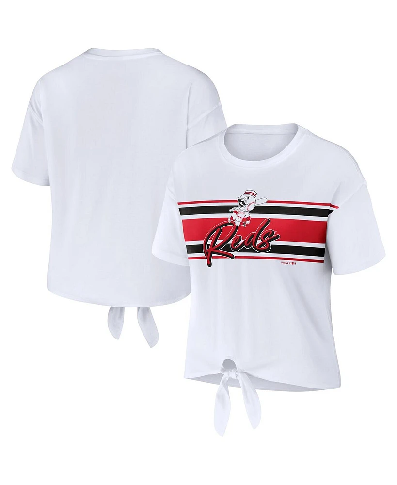 Wear by Erin Andrews Women's White St. Louis Cardinals Tie-Front T-Shirt