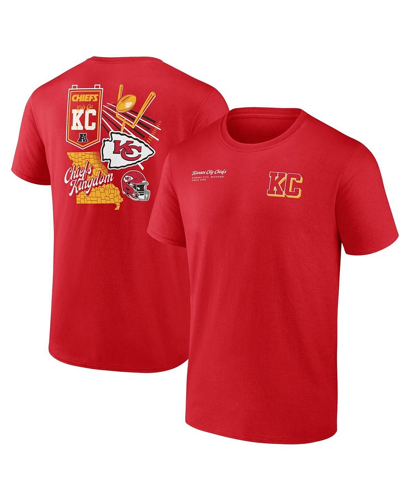 Fanatics Men's Red Kansas City Chiefs Split Zone T-Shirt