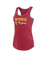 Fanatics Women's Heather Cardinal Usc Trojans Fuel Racerback Tank Top