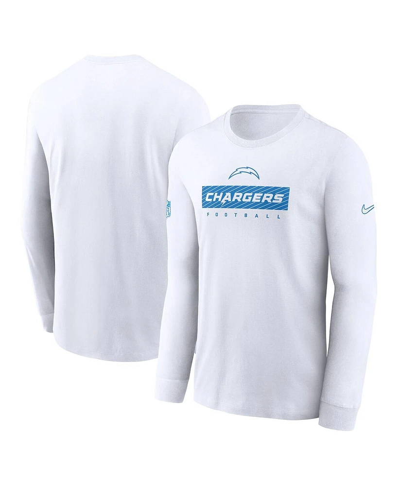 Nike Men's White Los Angeles Chargers Sideline Performance Long Sleeve T-Shirt