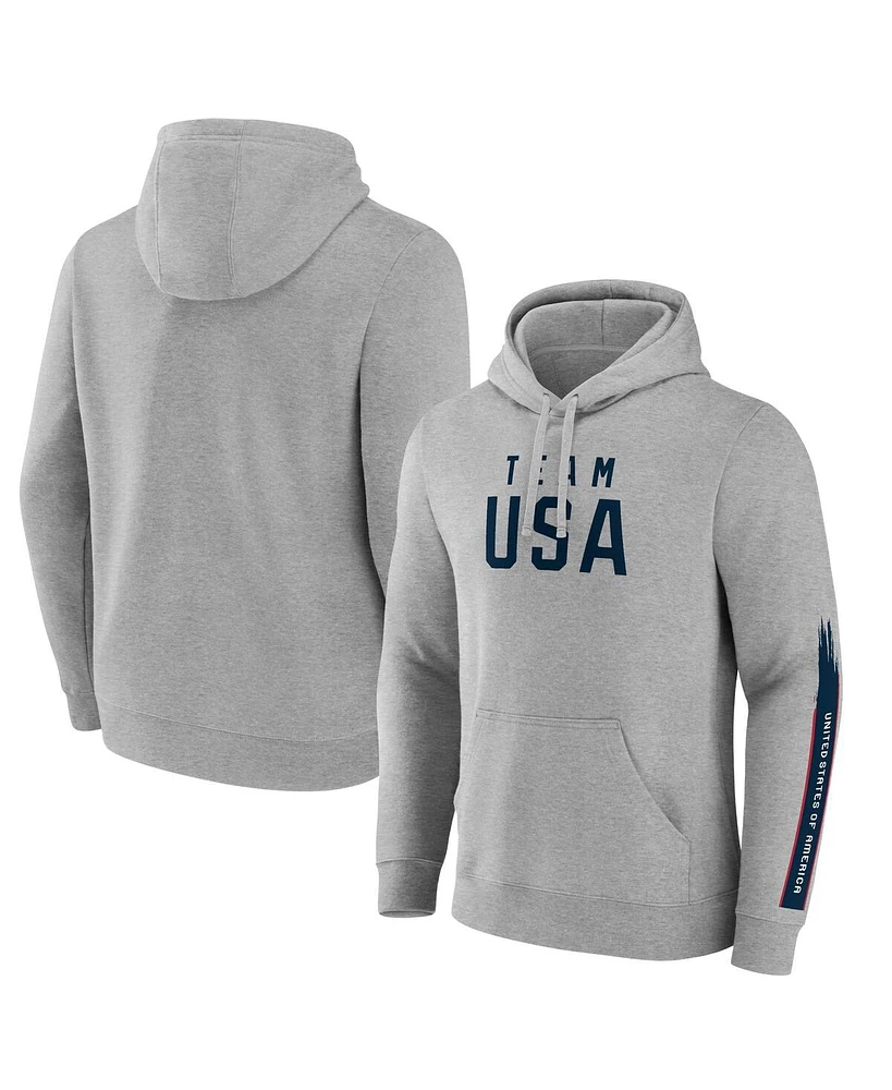 Fanatics Men's Heather Gray Team Usa Rayures Pullover Hoodie