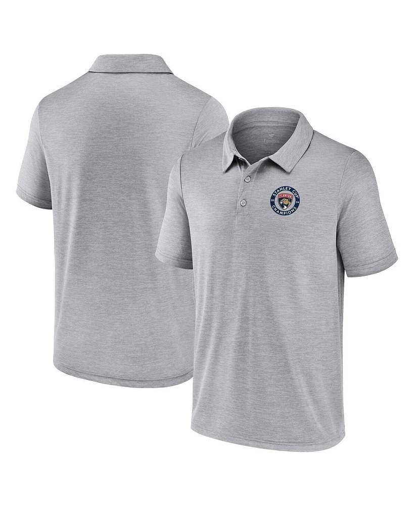 Fanatics Men's Gray Florida Panthers 2024 Stanley Cup Champions Seal Logo Polo Shirt