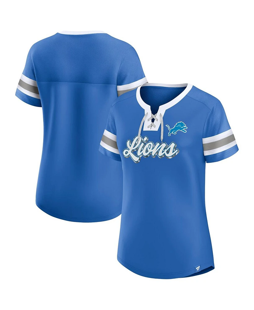 Fanatics Women's Blue Detroit Lions Original State Lace-Up T-Shirt