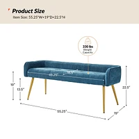 Hulala Home Modern Luis 55.25" Wide Bench with Sturdy Golden Metal Tapered Leg