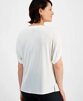 Jm Collection Women's Boat-Neck Drop-Sleeve Blouse, Created for Macy's