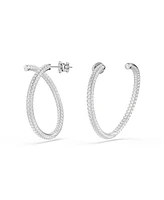 Swarovski Round Cut, White, Rhodium Plated Dextera Hoop Earrings