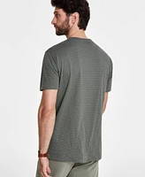 A|X Armani Exchange Men's Short Sleeve Crewneck Micro Swiss Dot Diagonal Grid Print T-Shirt