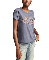 Lucky Brand Women's Cotton Floral Embroidered T-Shirt