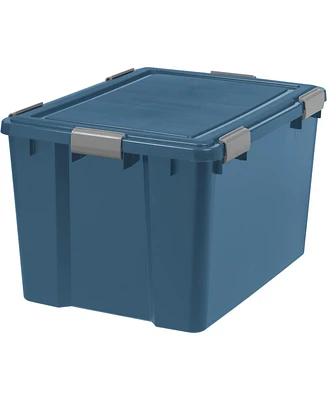 Iris Usa 4Pack 74qt Weatherpro Airtight Plastic Storage Bin with Lid and Seal and Secure Latching Buckles, Navy, 23.63"L x 17.75"W x 14.5"H