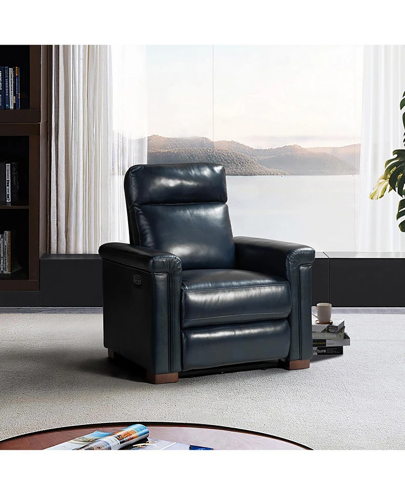 Hulala Home Alicia 36.02"Wide Genuine Leather Power Recliner with Usb Port