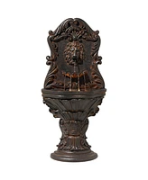 John Timberland Imperial Lion Acanthus Rustic Outdoor Wall Water Fountain 50" High with Led Light for Garden Patio Backyard Deck Home Lawn Porch House