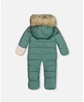 Deux par Baby Boy One Piece Hooded Snowsuit Silver Pine Designed For Car Seat - Infant|Toddler