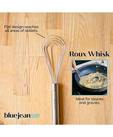 Blue Jean Chef 5-Piece Stainless-Steel Whisk Set, 5 Different Whisks: Cage Whisk, Ball Whisk, Roux Whisk, Sauce Whisk, Danish Dough Whisk