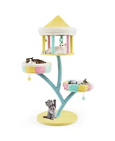 Slickblue Multi-Layer Cat Tree with 2 Removable Perches Scratching Posts-Color