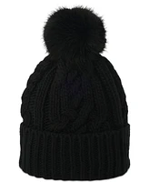 Michael Kors Soft Knit Tangled Aran Cuff Pom Beanie