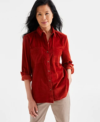 Style & Co Women's Cotton Corduroy Overshirt, Created for Macy's