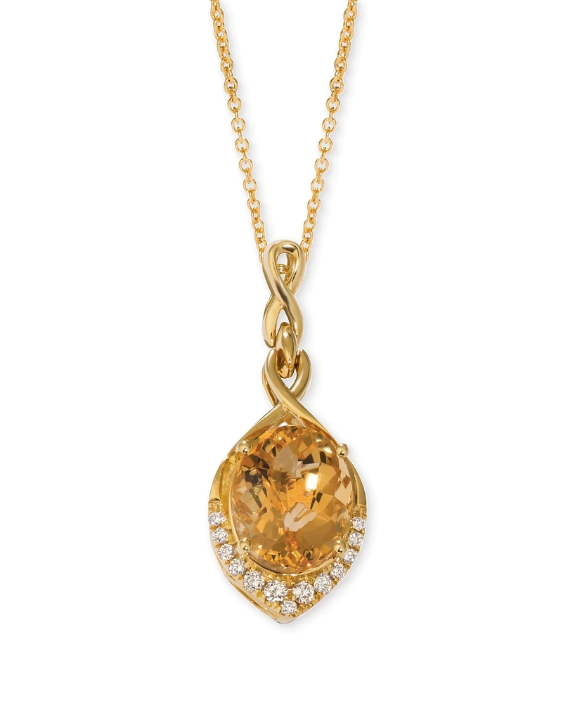 Le Vian Cinnamon Citrine (4-1/4 ct. t.w.) & Nude Diamond (1/5 ct. t.w.) Oval Adjustable 20" Pendant Necklace in 14k Gold