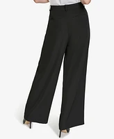 Halston Women's Mid-Rise Pleat-Front Wide-Leg Pants