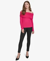 Halston Women's Ruched Off-The-Shoulder Long-Sleeve Top