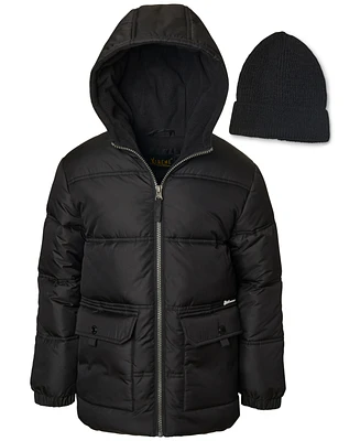 Ixtreme Toddler & Little Boys Fleece-Lined Full-Zip Hooded Puffer Jacket with Ribbed-Knit Beanie