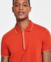 A|X Armani Exchange Men's Short Sleeve Logo Placket Polo Shirt