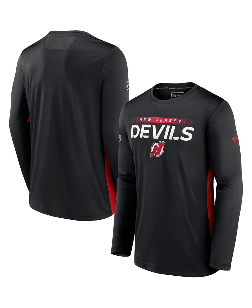 Fanatics Men's Black New Jersey Devils Authentic Pro Rink Performance Long Sleeve T-Shirt