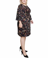 Ny Collection Plus Size 3/4 Sleeve Tie Front Dress