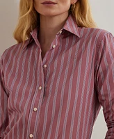 Lauren Ralph Petite Cotton Striped Shirt