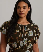 Lauren Ralph Plus Floral Flutter-Sleeve Dress