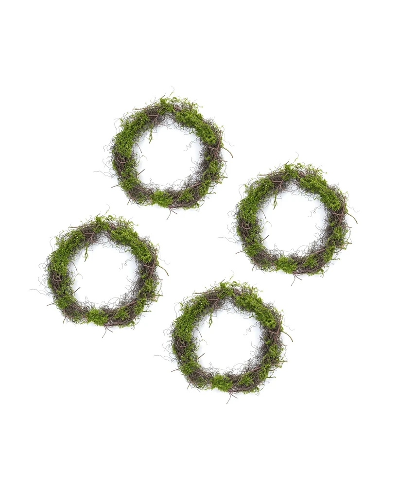 Moss Leaf Twig Wreath for Natural Home Decor (Set of 4)