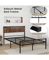 Slickblue Platform Bed with Rustic Headboard and Footboard-Full Size