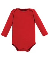 Hudson Baby Girls Cotton Long-Sleeve Bodysuits Mommy Red Black 5-Pack, 3-6 Months