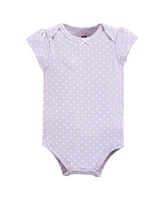 Hudson Baby Girls Cotton Bodysuits, Lilac Elephant