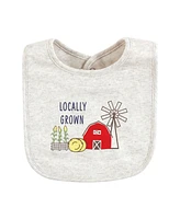 Hudson Baby Infant Boys Cotton Bibs, Green Farm Animals, One Size