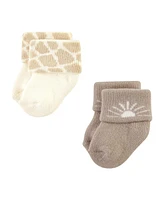 Hudson Baby Boys Cotton Rich Newborn and Terry Socks, Modern Giraffe, 6-12 Months