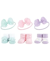 Hudson Baby Infant Girl 12Pc Headband and Socks Giftset, Purple Mint Rainbow Purple Mint, One Size