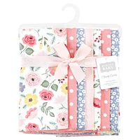 Hudson Baby Infant Girl Cotton Flannel Burp Cloths, Blush Navy Floral 7-Pack, One