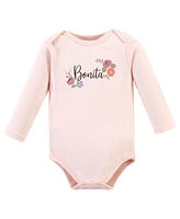 Hudson Baby Girls Cotton Long-Sleeve Bodysuits, Bonita Pack