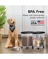 Iris Usa 30 Lbs / 33 Qt Airtight Dog Food Storage Container with Attachable Casters, 2 Pack, for Dog Cat Bird and Other Pet Food Storage Bin, Keep Fre