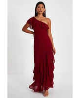 Quiz Women's One-Shoulder Ruffle Maxi Dress