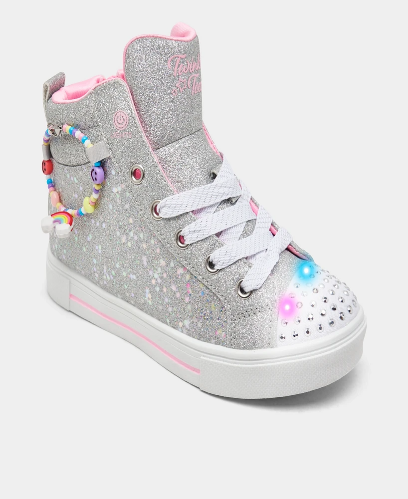 Skechers Little Girls Twinkle Toes: Sparks - Charm Bestie High Top Light-Up Casual Sneakers from Finish Line