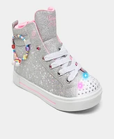 Skechers Little Girls Twinkle Toes: Sparks - Charm Bestie High Top Light-Up Casual Sneakers from Finish Line